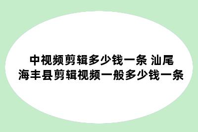 中视频剪辑多少钱一条 汕尾海丰县剪辑视频一般多少钱一条
